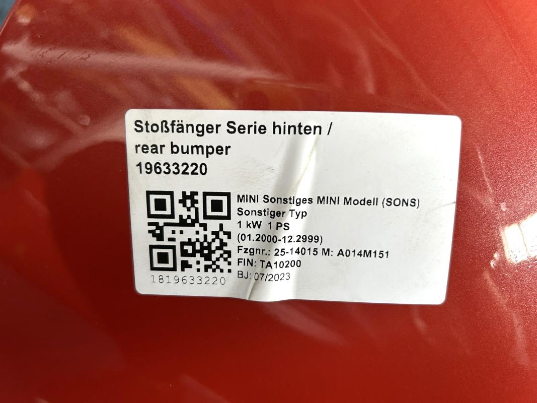 Originál MINI Aceman J05 Zadní nárazník komplet 5B68C43 + 5B519F8 + 5A95BD6 + 5B68C10 + 5A95DE7 + 5B4FDF5 smlhovkou 5A57565 - Obrázek 3